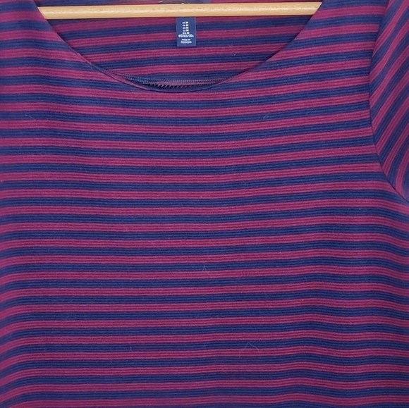 Gap Factory | Maroon & Navy Striped Shift Dress Size Medium - Picture 4 of 4